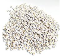 Pack Of 200 4x7mm Alphabet Acrylic Beads A-Z White Gold For Bracelet Making No.27