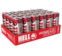 (PACK OF 24) HELL STRONG RED GRAPE Energy Drink | +20% More Caffeine | Vitamins B2, B3, B6, B12 | No Preservatives | 24 x 500 ml |