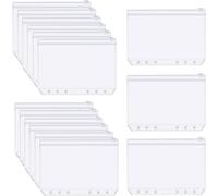 Pack Of 25 A5 Transparent Waterproof Document Bag With 6 Holes And Zipper For Notebook Binder