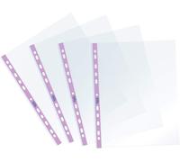 Pack Of 25 Clear Envelopes With Universal Punched Inner Format 22 X 30 Cm Smooth Finish For A4 Sheets With Pastel Lilac Strip