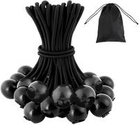 Pack Of 25 Elastic Bungee Straps,15 Cm Elastic Bungee Cord With Ball,Tarpaulin Tensioner Including 1 Storage Bags For Camping,Tent,Banner,Pavilion (Black)