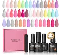 Pack Of 25 Semi-Permanent Nail Polishes, 22 Colours Soak Off Uv/Led Semi-Permanent Pastel Green Pink Purple Blue Macaroon Purple With Base Coat & Top Coat Nail Art
