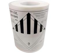 Pack of 250 White 4" x 4" Class 9 Dry Ice Shipping Punched Stickers