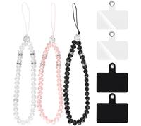 Pack Of 3 Cell Phone Jewellery Lanyard With Four Detachable Tabs For Mobile Phones - Universal Compatible - Ideal For Women And Girls, Pink Stone, No.