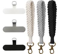 Pack Of 3 Cell Phone Wristbands, Phone Case Strap, Macrame Boho Phone Lanyard, Black, White And Grey, Wrist Phone Key Chain, Cotton