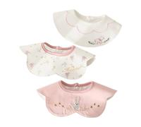 Pack of 3 Embroidered Bibs for Kids Soft & Quick Dry Newborns Comfortable Cotton Rotable Gift Bibs