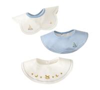 Pack of 3 Embroidered Bibs for Kids Soft & Quick Dry Newborns Comfortable Cotton Rotable Gift Bibs