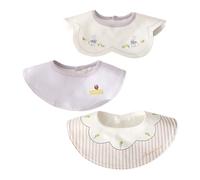 Pack of 3 Embroidered Bibs for Kids Soft & Quick Dry Newborns Comfortable Cotton Rotable Gift Bibs