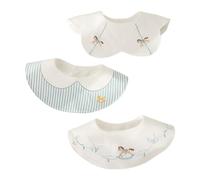 Pack of 3 Embroidered Bibs for Kids Soft & Quick Dry Newborns Comfortable Cotton Rotable Gift Bibs