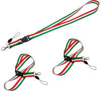 Pack Of 3 Lanyard Neck Lanyards,Cell Phone Key Holder Italian Flag Tricolor Medal Lanyard-Detachable Strap,Lanyard And Carabiner,Tri-Colour,53cm