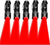Pack Of 3 Red Blue Green Led Flashlights Waterproof Zoomable Torch With 3 Lighting Modes For Camping Hunting Hiking Night Fishing (Red,5pcs)