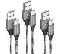 Pack Of 3 Usb C Cable, [1m+1m+2m] Usb C Qc 3.0 Fast Charging Nylon Braided Charger Cable Type C For Samsung Galaxy S23 S22 S21 S20 S10 S9 Iphone 15 Pro Max ¿ Grey