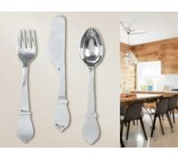 Pack of 3 Wall object, Cutlery, Aluminum, silver colored, PU 3, Assorted 3 times, L. 7 cm, W. 12 cm, H. 62 cm