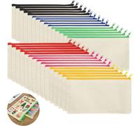Pack Of 30 Fabric Zippered Pouches Customisable 12 X 21 Cm Fabric Storage Pouch, Customisable Make-Up Pouch, Blank Pencil Cases For Diy, Colourful, 12×21cm, Toiletry Bag
