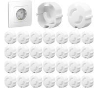 Pack Of 30 White Plastic Child Safety Sockets With Rotating Mechanism For Baby And Child