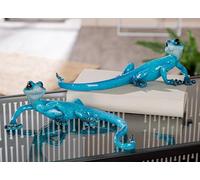 Pack of 4 Figure, Gecko, Synthetic resin, blue, PU 4, 2 assorted, W. 25 cm, H. 8 cm