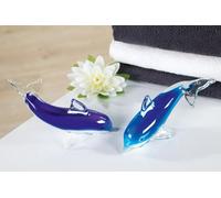 Pack of 4 Glassart, Figure, Dolphin, Glass, blue, PU 4, 2 assorted, W. 17 cm