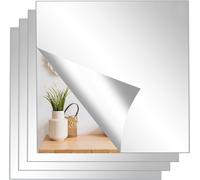 Pack Of 4 Self-Adhesive Wall Mirrors, 20 X 20 Cm, Acrylic Mirror Sticker, Frameless For Bathroom, Living Room, Bedroom