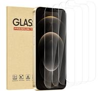 Pack Of 4 Tempered Glass Screen Protectors For Iphone 12 Pro , 9h Hardness, Anti-Scratch, Ultra Resistant, Bubble-Free, Easy Installation, Compatible With Cases