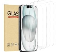 Pack Of 4 Tempered Glass Screen Protectors For Iphone 15 Plus, 9h Hardness, Scratch-Resistant, Bubble-Free, Easy Installation, Compatible With Cases