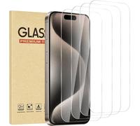 Pack Of 4 Tempered Glass Screen Protectors For Iphone 15 Pro, 9h Hardness, Anti-Scratch, Ultra Resistant, Bubble-Free, Easy Installation, Compatible With Cases