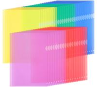 Pack Of 45 A4 Plastic Document Wallets-5 Bright Colours-Transparent Plastic Under Folder For Storing And Filing Papers,Documents,Etc-31 X 22 Cm