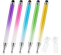 Pack Of 5 2 In 1 Stylus Pens For Touch Screens, Colour Gradient, High Sensitivity With Stand Cap For Smartphones, Tablets, Android, Pad, Phone, Samsung, Microsoft Devices