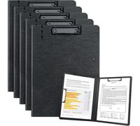 Pack Of 5 A4 Clipboard,A4 Clipboard With Double Clip,Flap Clipboard For Documents (Black)