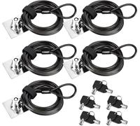Pack of 5 Anti-Theft Laptop Cable Anti-Theft PC Security Cable Sticker 3M Durable Cable Length 2 m with 2 Keys for Laptop Tablet Mac iPad Smartphone
