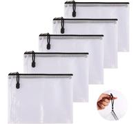 Pack Of 5 Pvc Zip Pouches,A5 Plastic Zipper Pouches,Waterproof Pvc Mesh Zipper Pouch,Pvc Zip Document Folder For Document Storage