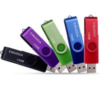 Pack of 5 USB 2.0 Flash Drive Storage Rotating Memory Stick 16 GB (Mixed Colour: Red,Green,Black,Blue,Purple)