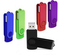 Pack of 5 USB 2.0 Memory Stick 16 GB Swivel USB Flash Drive Pendrive Jump Drive Multiple Colours