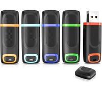 Pack of 5 USB Flash Drive 16GB 3.0, USB 16GB Data Storage with LED Light for PC, Tablets, Laptops, Car Radio, etc. (Blue, Cyan, Green, Orange, Red)