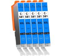 Pack of 5 XXL Ink Cartridges with Chip Compatible with Canon CLI-581 for Pixma TR7500 TR7550 TR8500 TR8550 TS6100 TS6150 TS6151 TS6300 TS6350 TS8100 TS8150 TS8151 TS8151 TS8151 TS6300
