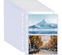 Pack Of 50 A4 Photo Sleeves With 200 Compartments For 2/3/4 Ring Binders,Plastic Card Pocket With 2 Compartments,Refill Pages For Photo Albums (219 X 152 Mm).