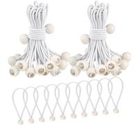 Pack Of 50 Elastic Bungee Cords,150 Mm Flexible Elastic Sandow,Durable Elastic Cords,Ball Bungee Cord (White)