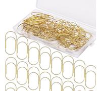 Pack Of 50 Office Paper Clips 50 Mm Large Paper Clips,Office Supplies With Storage Box,Bookmarks For Home,School,Home (Gold)