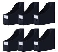 Pack Of 6 Cardboard Magazine Files,10 Cm Spine,Size 26.7 X 26 X 10.2 Cm,For A4 Documents,Black