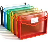 Pack Of 6 High Quality Waterproof Plastic Document Wallets With Press Stud Polypropylene Expanding A4 Document File For Office Travel Supplies