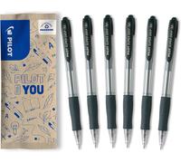 Pack Of 6 Super Grip Ballpoint Pens - Refillable And Retractable Ballpoint Pen - Black - Medium Point