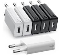 Pack Of 6 Usb Chargers 5w, 5v/1a Mini Usb Mains Charger Socket Adapter For Iphone, Samsung, Mp3, Usb Fan, Smartwatch And More
