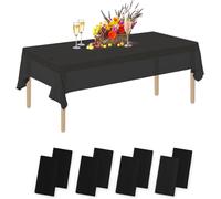 Pack Of 8 Disposable Plastic Tablecloths Rectangular 137cm X 275cm For Indoor Or Outdoor Tables,Parties,Birthdays,Weddings,Christmas,Plastic,Black,8 Pack 54""X108"" Rectangle