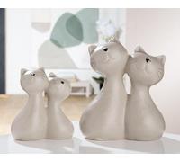 Pack of 8 Figure, Cat, Porcelain, beige, PU 8, L. 6 cm, W. 11 cm, H. 12 cm