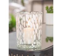 Pack of 8 Lantern, cylindrical, Glass, clear, white, PU 8, H. 13 cm, D. 10 cm