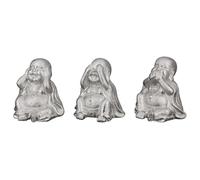 Pack of 9 Figure, Buddha, Porcelain, silver colored, PU 9, Assorted 3 times, L. 7 cm, W. 8 cm, H. 8 cm
