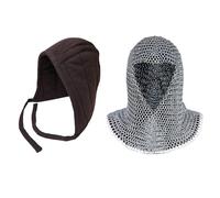 Pack of Chainmail Coif and Cotton Padded Arming Cap Protector Under Armor Chainmail Coif Ideal for LARP, Renfair