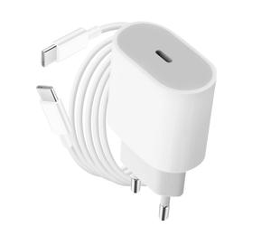 Pack Officiel Chargeur USB C 20W et Câble USB C 2m Blanc