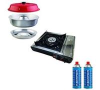 OMNIA Pack Four Nomade Compact Camping-Car Van Bateau + Réchaud à Gaz Portable 1 Feu + 2 Cartouches de Gaz Butane 227gr