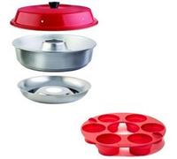 PACK OMNIA Four Nomade Compact + Moule à Muffins 6 Compartiments Camping-Car Van Bateau 7 Rouge