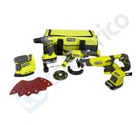 RYOBI - Combo 2 outils 18 Volts ONE+ : Perceuse 50 Nm + Scie sabre + Meuleuse + Ponceuse + 2 batteries (2 & 4Ah) + Chargeur + sac de transport - R18CK4E-242S